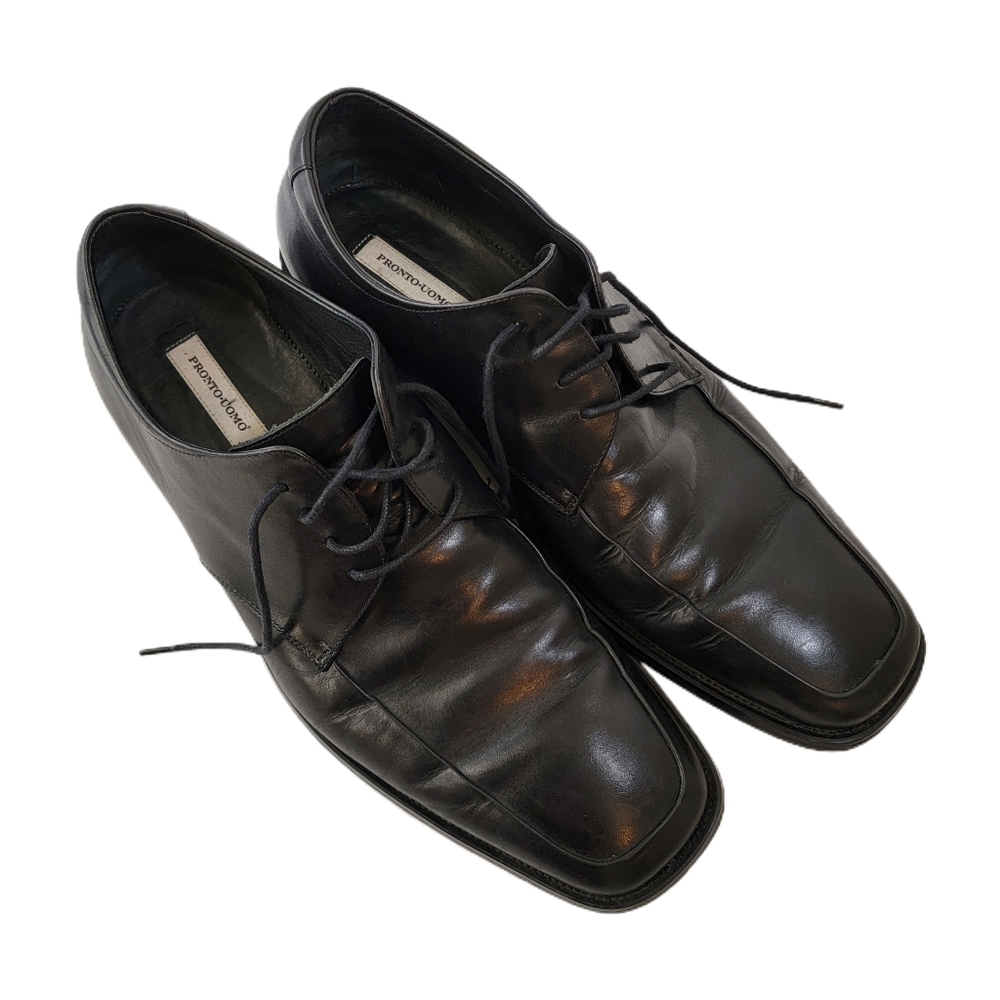 Pronto Uomo Moc Toe Black Leather Mens Size 13